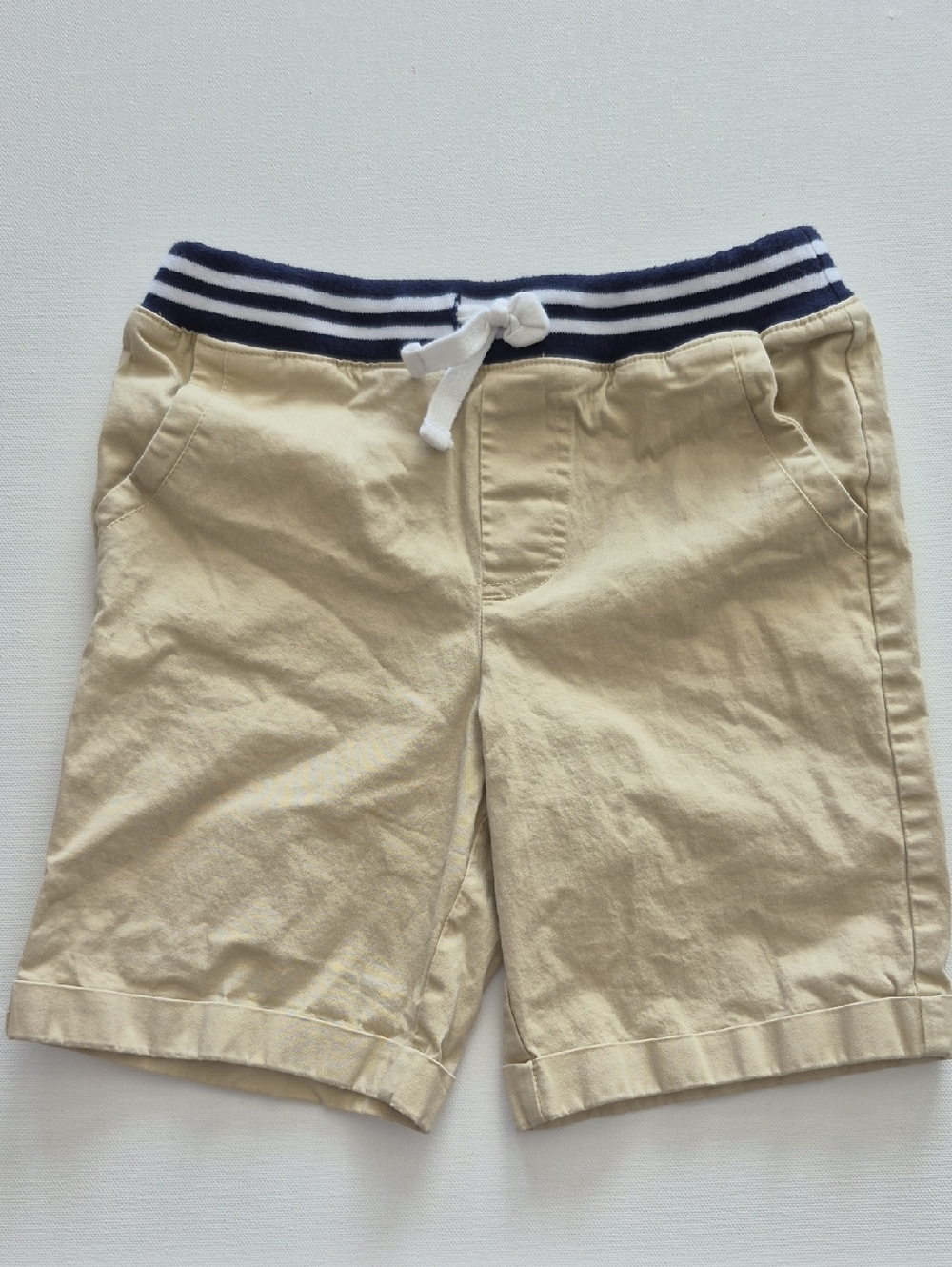 Andy & Evan Tan Shorts with Navy Striped Waistband
